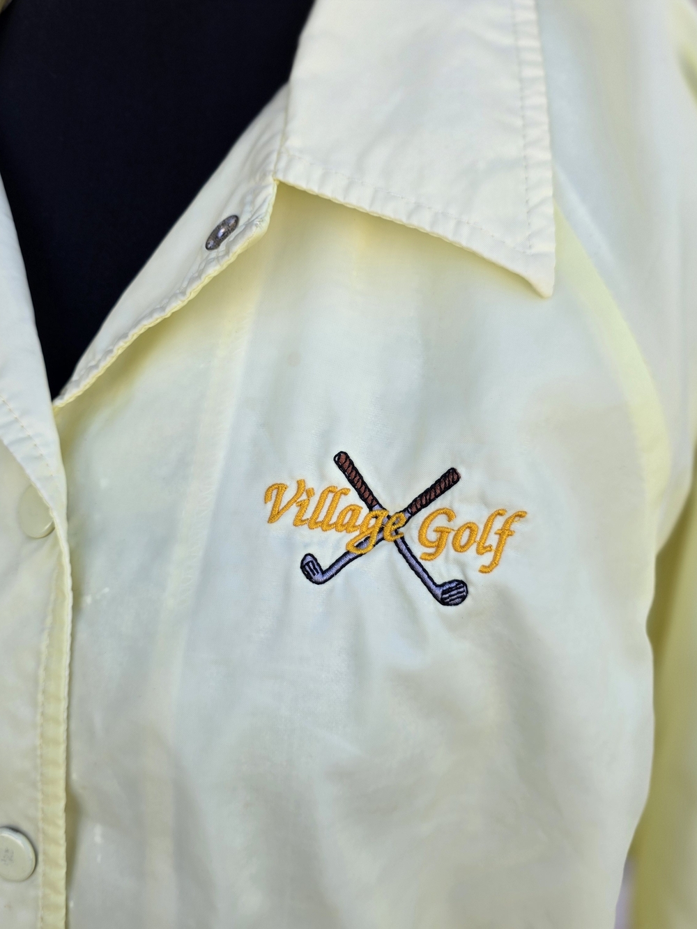 Vintage Village Golf Coach Jacket Yellow Snap Front Windbreaker - Picture 2 of 10